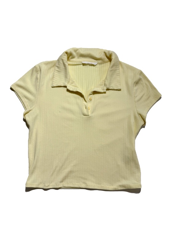 Elodie Tops - Elodie Cropped Butter Yellow Polo Shirt